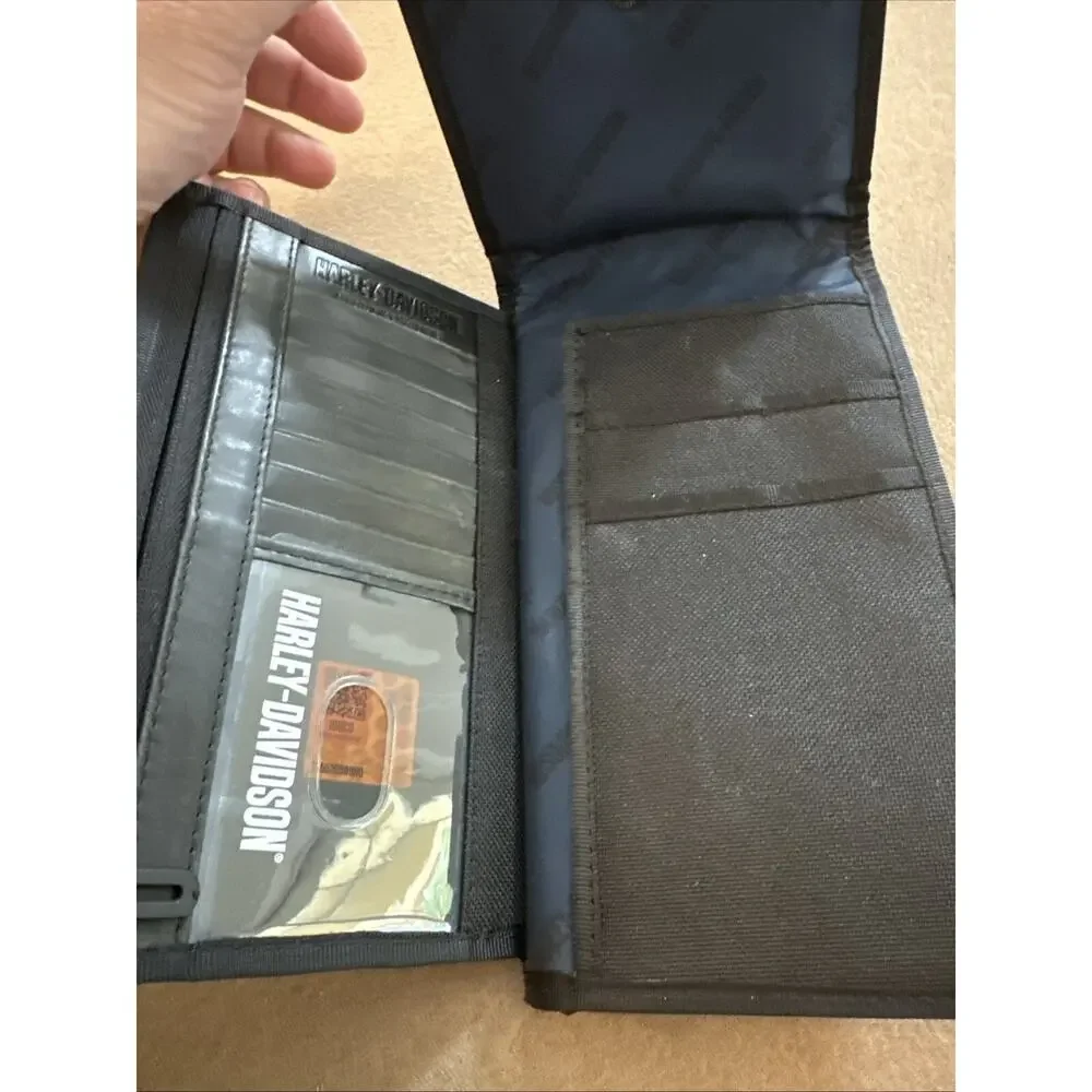 Harley Davidson Wallet With Strap Fold Over With Snap Closure.